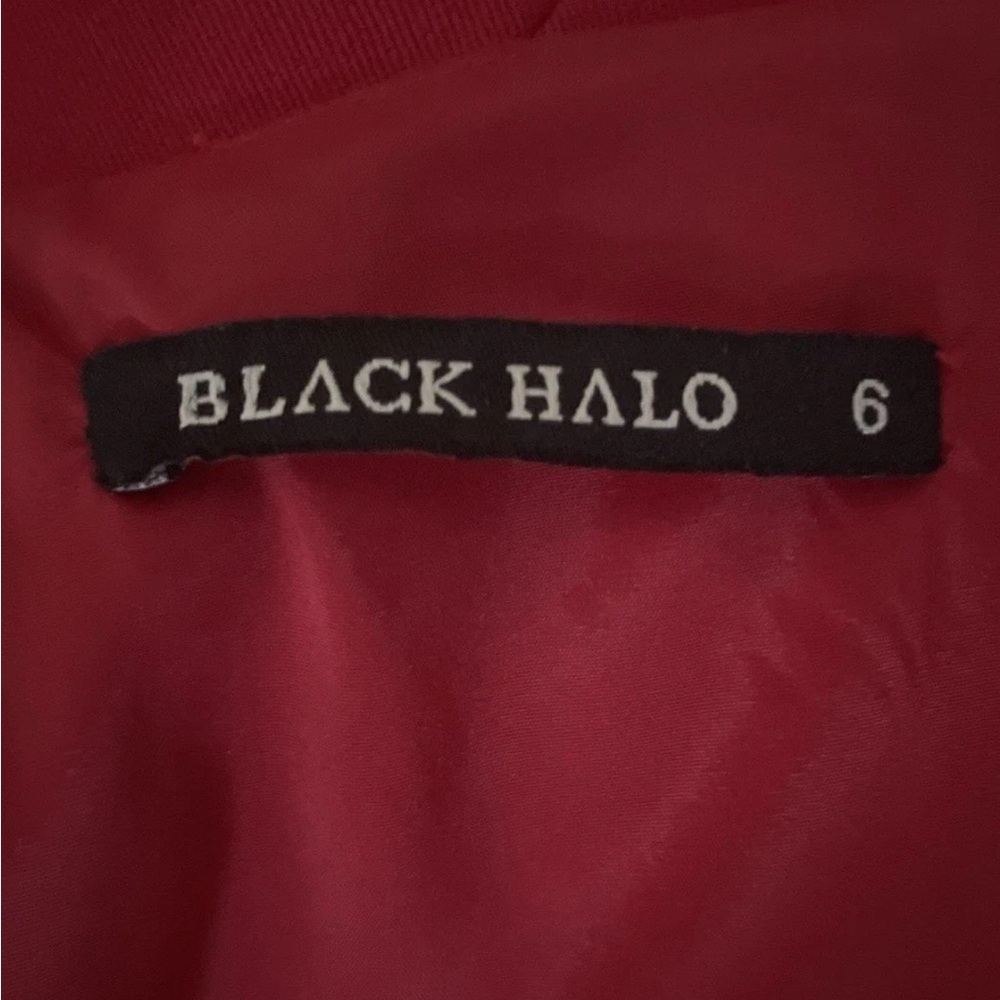 Black Halo Jackie O red Midi Dress classy designer Sz.6 - Picture 2 of 11
